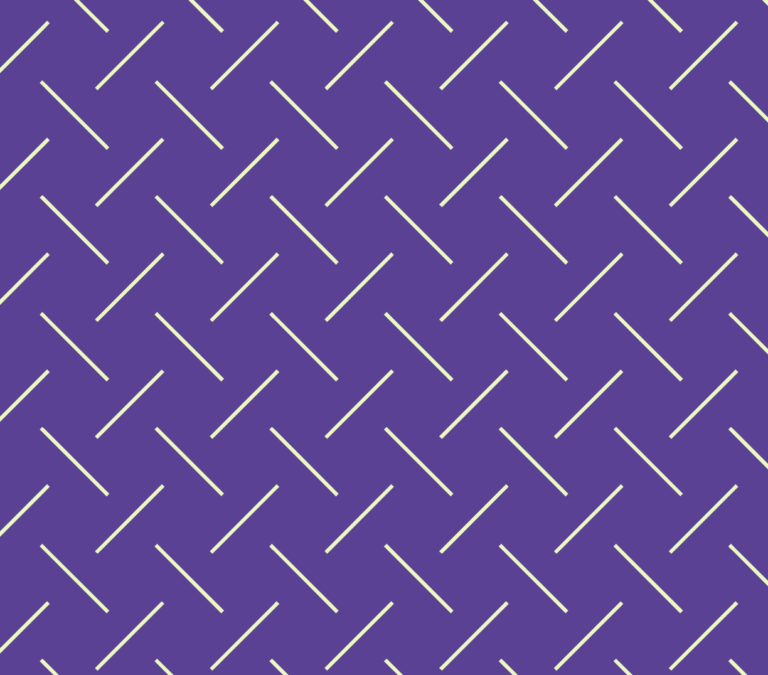 Graafinen elementti, vihreitä viivoja violetilla pohjalla.