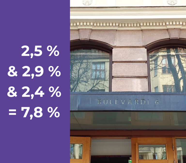 Kuvituskuva jossa taustalla valtakunnansovittelijan toimisto ulkoapäin sekä korotusprosentit numeroina.